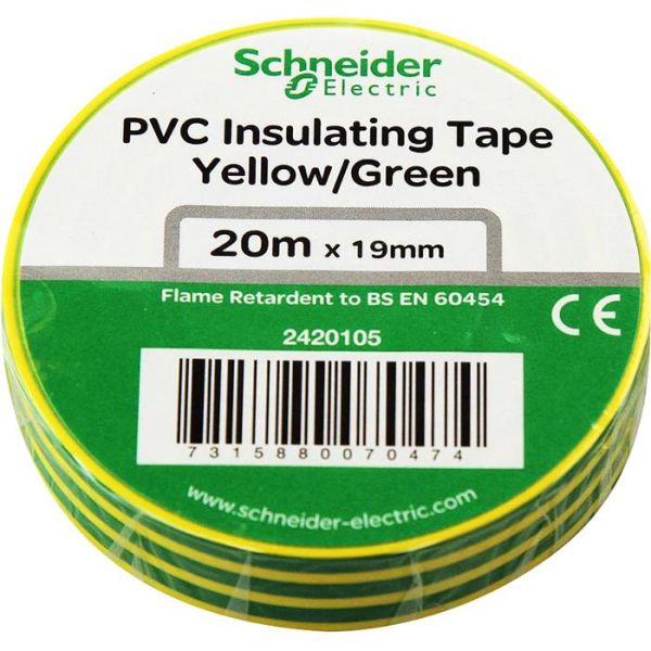 Sähköteippi Schneider Electric 2420105 19 mm x 20 m Kelta-vihreä