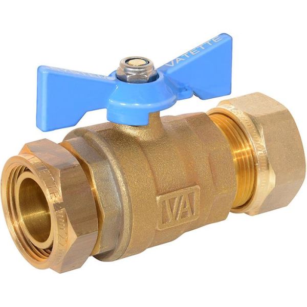 Afspærringsventil Vatette 8547102 22mm x G20, lige Blå