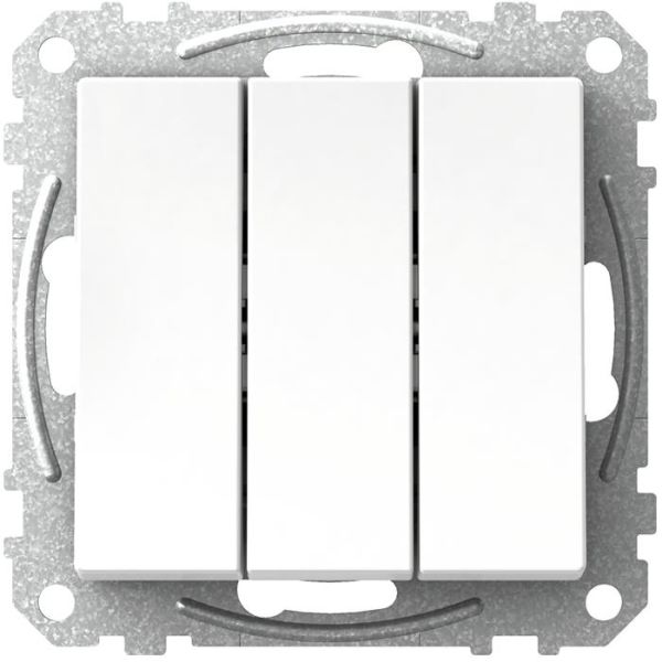Kytkin Schneider Electric Exxact WDE002136 nelikulmainen keinuvipu, ilman kouria, valkoinen 3x1-napainen