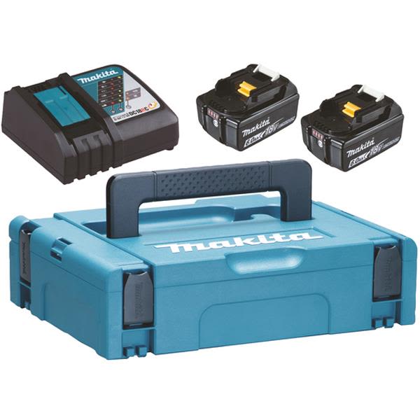 Opladningspakke Makita Powerpack 198116-4 2 x 6,0 Ah batterier, oplader og taske 