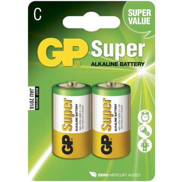 Batteri GP Batteries Super Alkaline 14A-U2/LR14 alkaliskt, C, 2-pack 