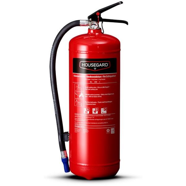 Brandsläckare Housegard PE6TEA pulver, 6 kg, röd 