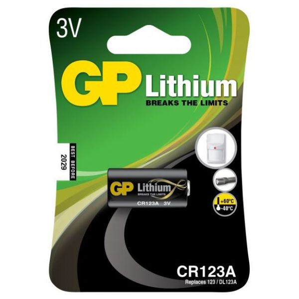 Fotobatteri GP Batteries CR 123A-U1/123A litium, 3V 