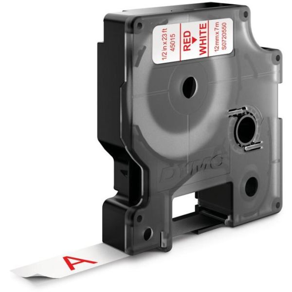 Teip DYMO Standard D1 12mm Rødt på hvitt