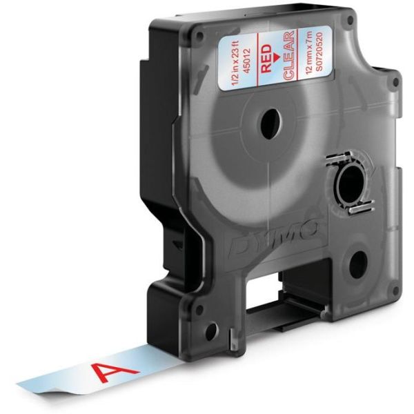 Teippi DYMO Standard D1 12mm Punainen teksti, läpinäkyvä pohja