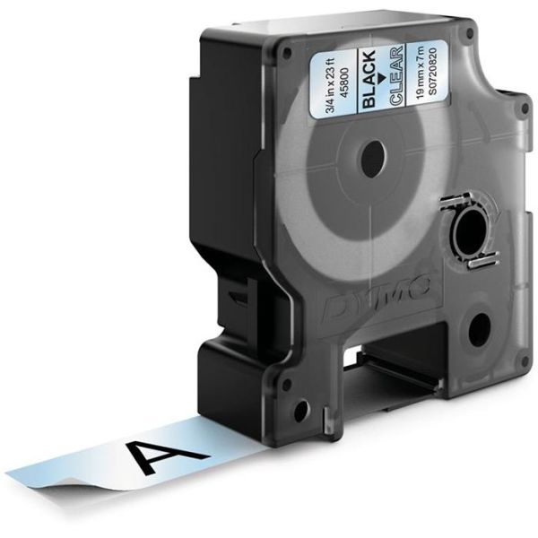 Tape DYMO Standard D1 19mm Sort på gennemsigtig