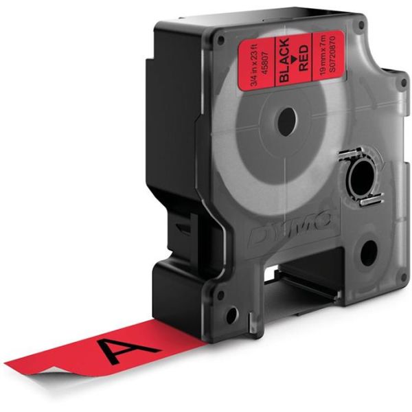 Teip DYMO Standard D1 19mm Svart på rødt