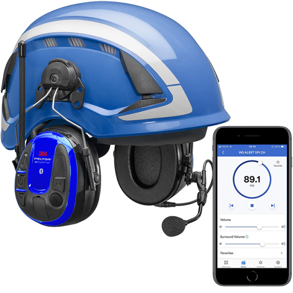 Hørselvernpakke 3M Peltor WS Alert XPI med blå vernehjelm og mobilapp 