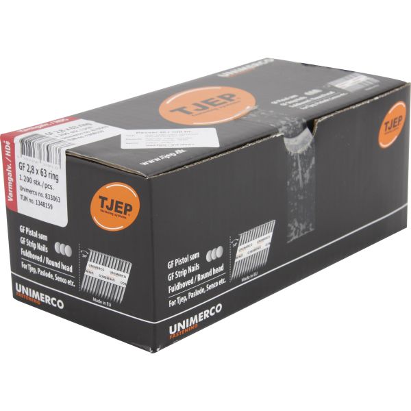 Ringsøm TJEP 833090 Ligebåndet, varmgalvaniseret, 34° 3,1 x 90 mm, fuldt hoved, 810-pak