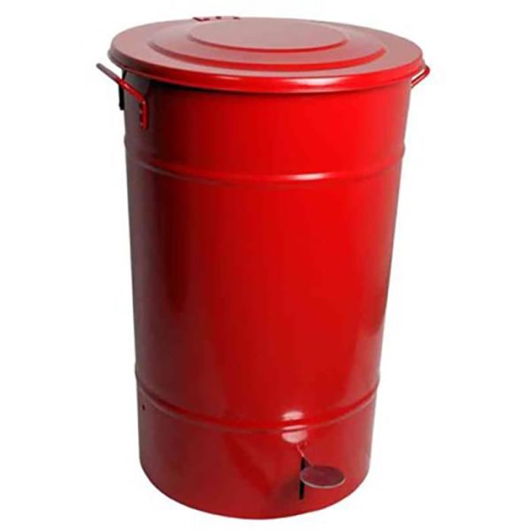 Avfallsbeholder Hykab 11821.2 med tramp, galvanisert, 70 l rød