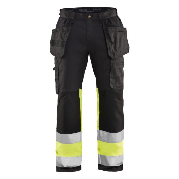 Benklæder med refleks Blåkläder 155818119933C52 med stretch, sort/høj synlighed gul Stl C52