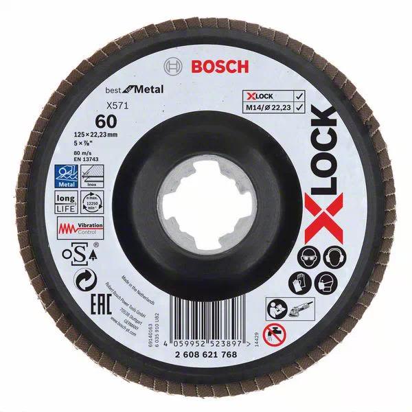 Lamelslibeskive Bosch Best for Metal med X-LOCK X571, vinklet 125 mm, G 60