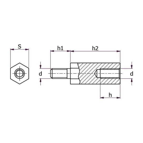 Avstandsskrue Essentra Components 1221510 M6x10x20x10 RFR, 100-pakk 