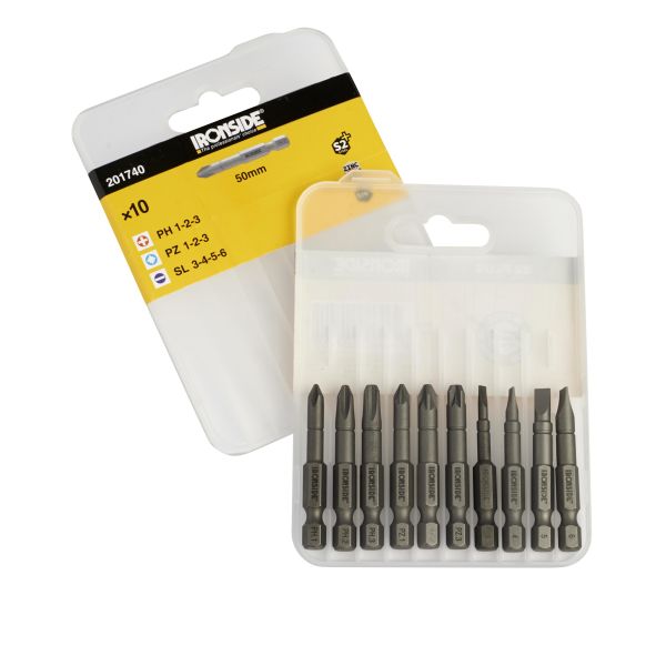 Bitssæt Ironside 201740 10 dele, spor/PH/PZ 50 mm