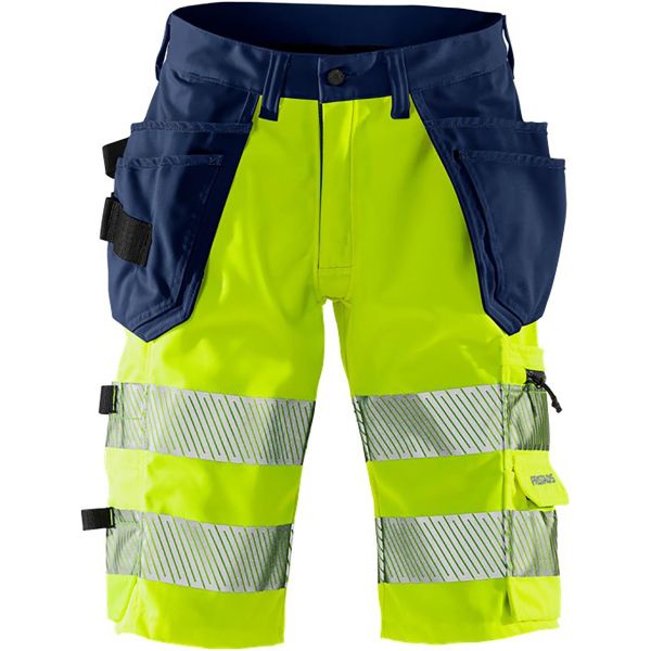 Håndværkershorts Fristads 2509 PLU Bemærk, gul/marineblå Hi-Vis, gul/marine C44