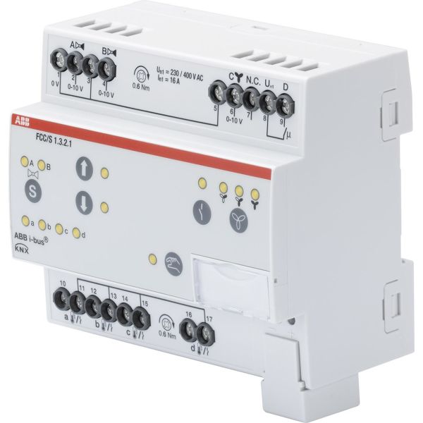 Fan Coil-kontroller ABB 2CDG110215R0011 0-10V 2 stk. 0-10V motorventil Manuell omkobling: Ja