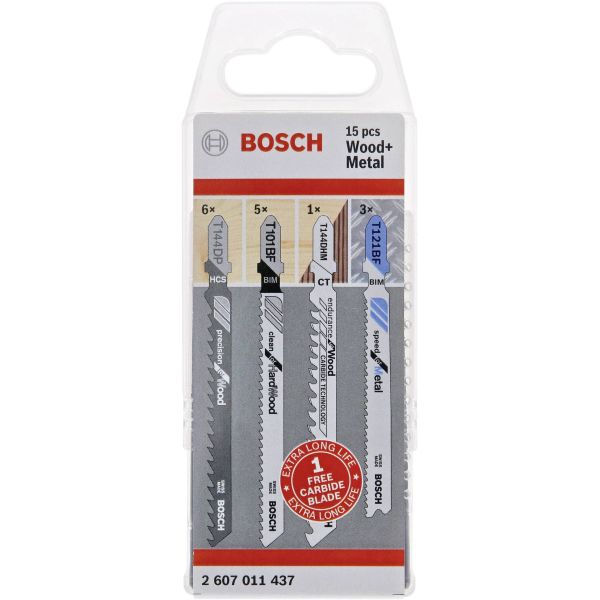 Stiksavklingesæt Bosch 2607011437 Træ & metal, 15-pak 