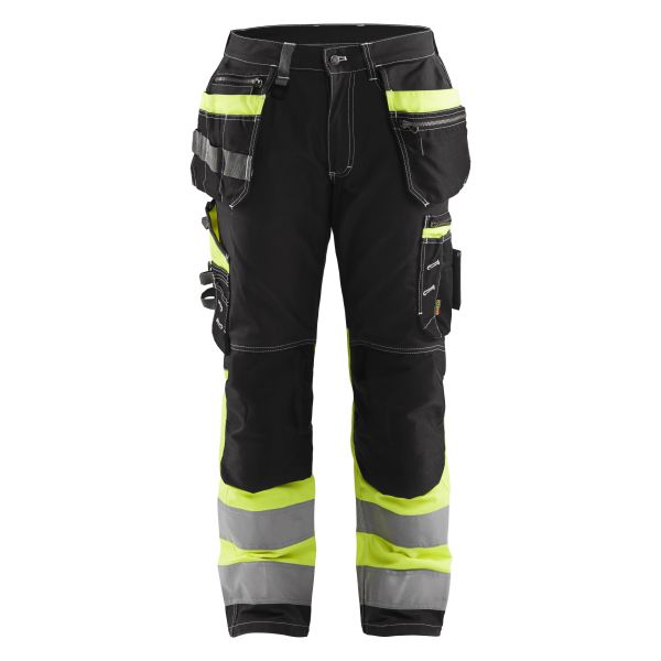 Benklæder med refleks Blåkläder 179413709933C54 med stretch, sort/høj synlighed gul Stl C54