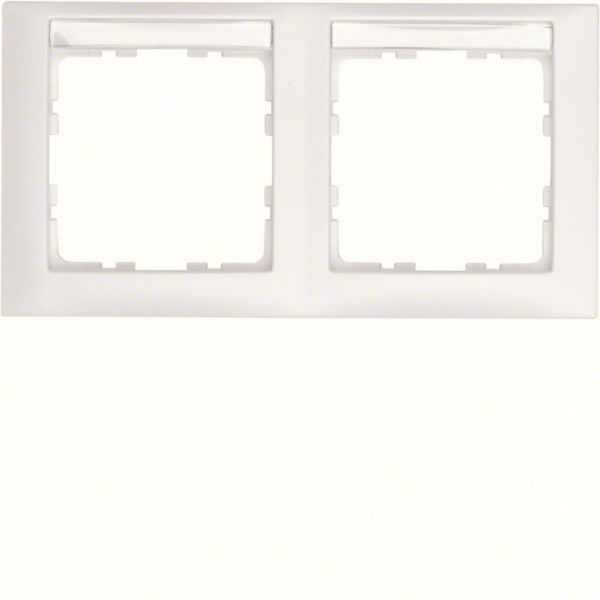Kombinasjonsramme Hager 10229919 med merkefelt, hvit 2-lomme, S.1