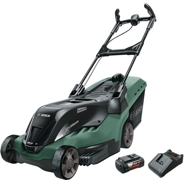 Plæneklipper Bosch DIY Advanced Rotak 36-850 med batteri og oplader 