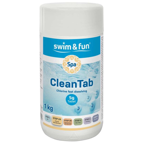 Klortablett Swim & Fun CleanTab 5 g tabletter, 1 kg 