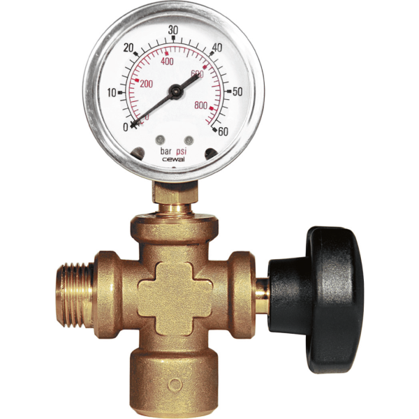 Tilslutningsstykke REMS 115110 R med manometer og skraldeventil 