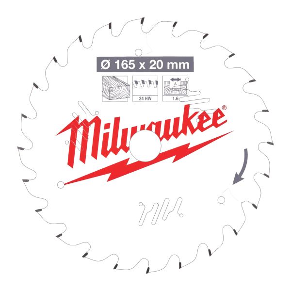 Sahanterä Milwaukee CSB P W 165x1,6x20 mm, 24T 