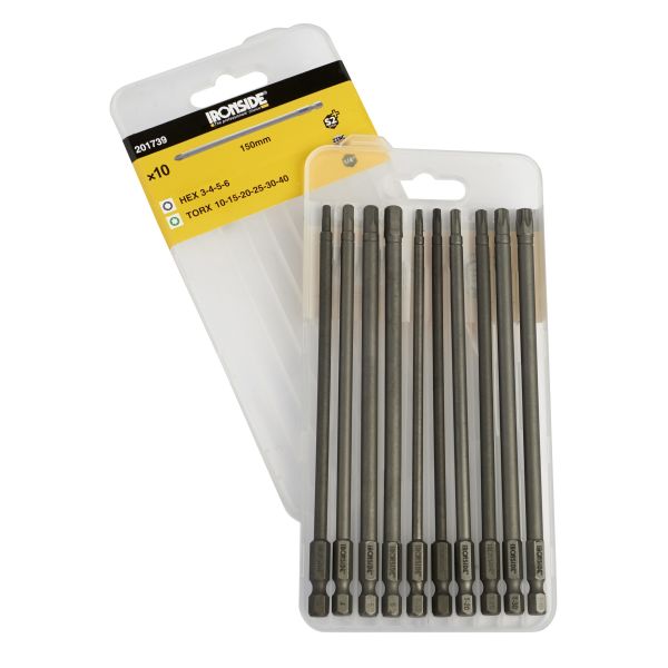 Bitssæt Ironside 201739 10 dele, torx/hex 150 mm