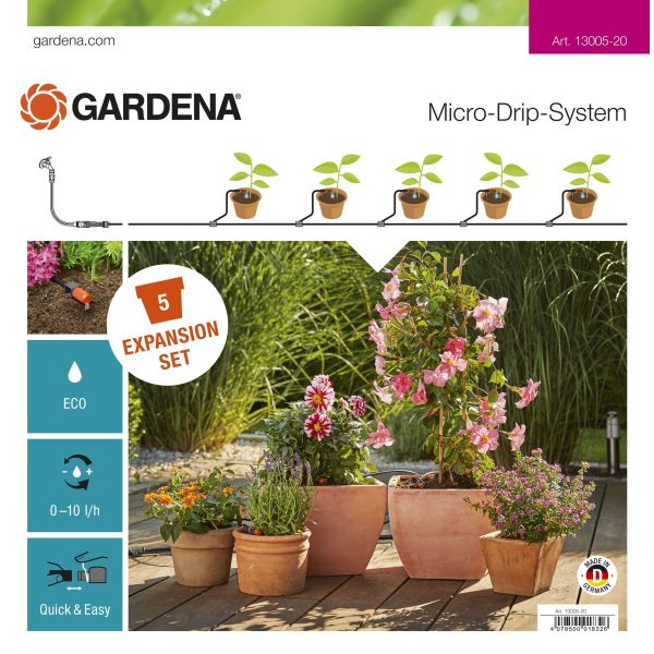 Lisäosa Gardena Micro-Drip-System kukkaruukuille 
