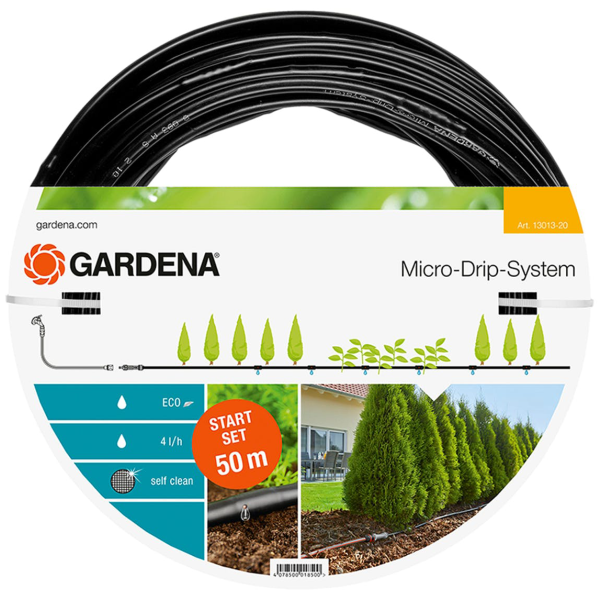 Dråpeslange Gardena Micro-Drip-System 50 m, med trykkutjevner 