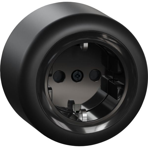 Vägguttag Schneider Electric Renova WDE016277 1-vägs, utanpåliggande, jordat Svart