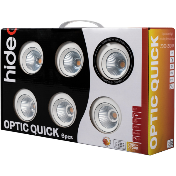 Downlight Hide-a-Lite Optic Quick ISO hvit, 6-pack 2000-3000 K