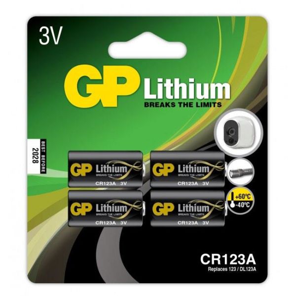 Erikoisparisto GP Batteries CR 123A-C1 litium, 3 V, 4-pakkaus 