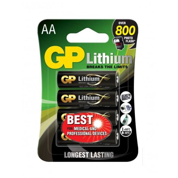 Lithiumbatteri GP Batteries 15LF-2U4 1,5 V, pakke med 4 AA