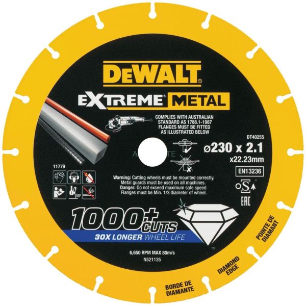 Timanttikatkaisulaikka Dewalt Extreme Metal Diamond Edge  230 x 22,23 x 2,1 mm