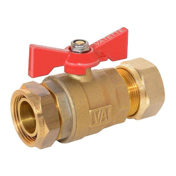 Avstengingsventil Vatette 8547100 22 mm x G20, rett Rød