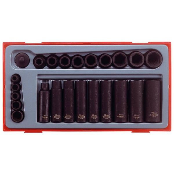 Krafttoppesæt Teng Tools TT9024 1/4", 24 stykker 