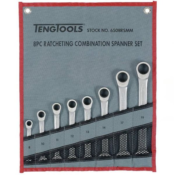 Ring- gaffelnøglesæt Teng Tools 6508RSMM 8 stk., 8-19 mm 