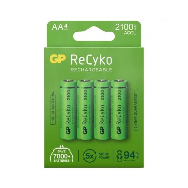 Batteri GP Batteries ReCyko 2100 laddningsbart, AA, 4-pack 