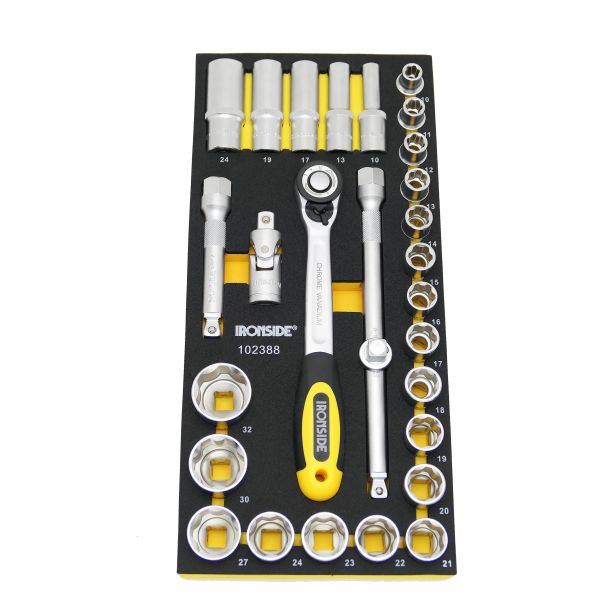 Hylsnyckelsæt Ironside 749151 28 dele, 1/2 tomme 