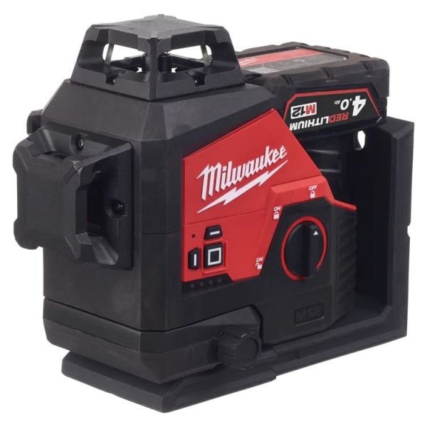 Linjelaser Milwaukee M12 3PL-401C grøn, med batteri og oplader 