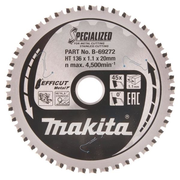 Sagblad Makita B-69272 136 mm, for rustfritt metall 