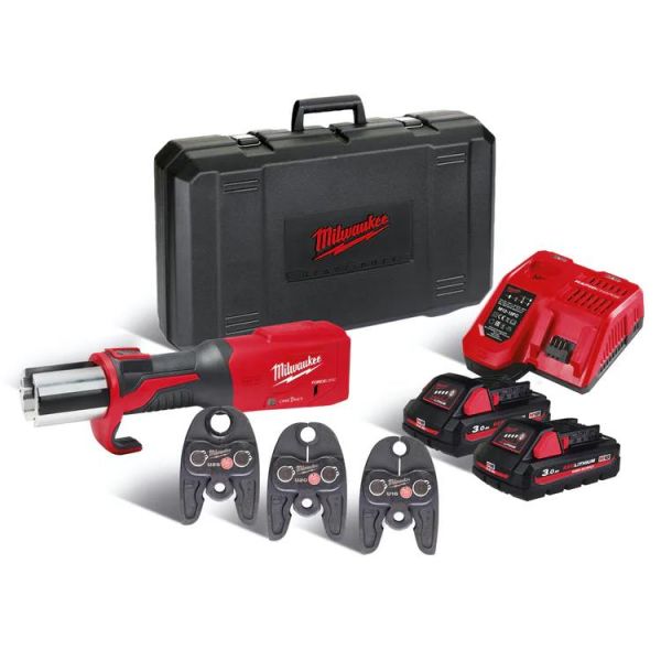 Pressemaskine Milwaukee M18 ONEBLHPT-302C U-SET med U-skråninger, batteri og oplader 