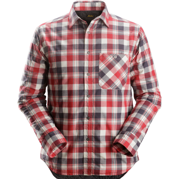 Flanellskjorta Snickers Workwear 8501 RuffWork fodrad, grå/röd XS