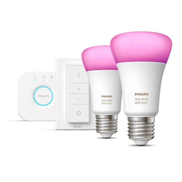 Startpakke Philips Hue White and Color Ambiance for smartbelysning, 2 x 9 W 