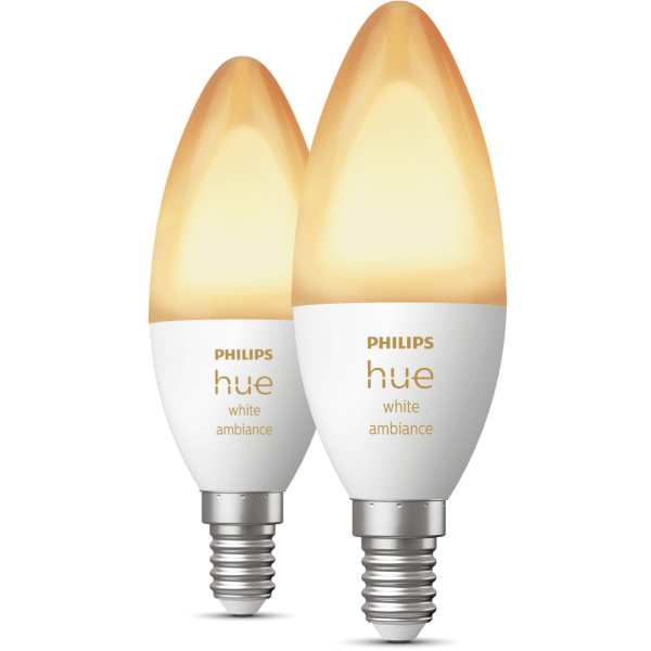 LED-lampa Philips Hue White Ambiance 5.2W, E14, 2-pack 