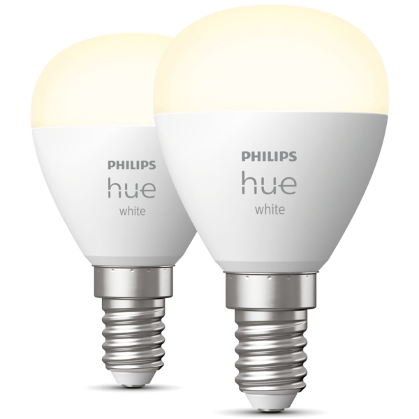 LED-lampe Philips Hue White 5,7 W, P45, E14, 2-pakning 