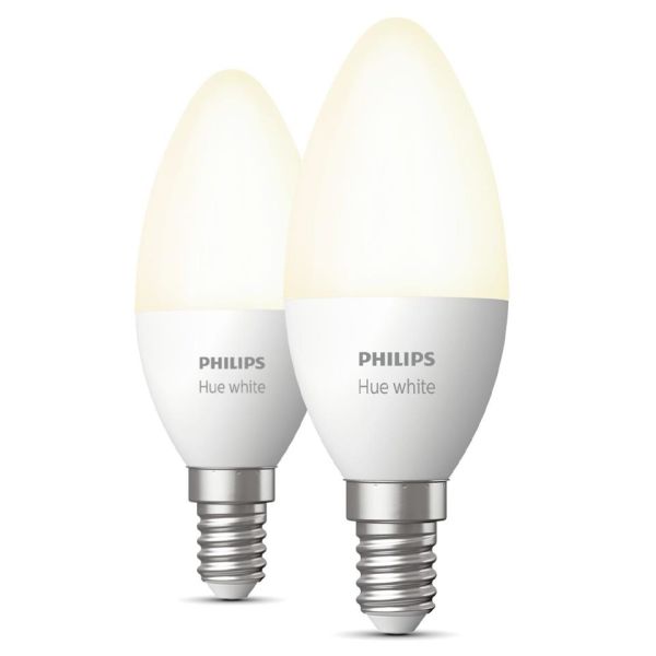 LED-lampe Philips Hue White 5,5 W, E14, B39, 2-pakning 