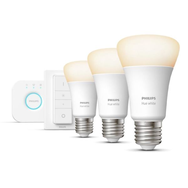 Startpaket Philips Hue White för smart belysning, 3 x 9W 