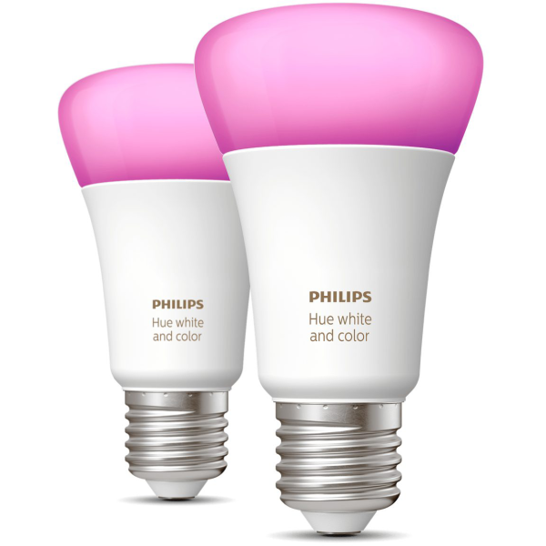 LED-valo Philips Hue White and Color Ambiance 9W, E27, A60, 2 kpl/pakkaus 